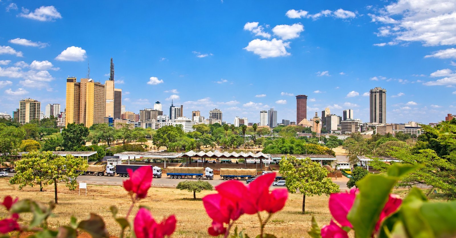 Nairobi skyline with green urban space. City context, not a project view.